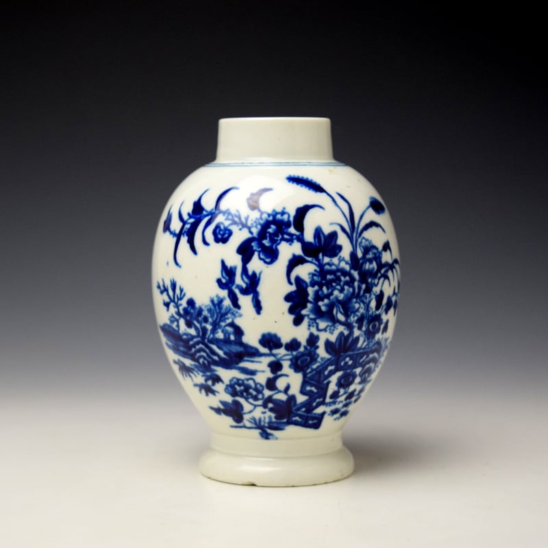 Worcester Fence Pattern Tea Canister c1770-85 (1)