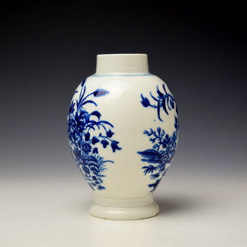Worcester Fence Pattern Tea Canister c1770-85 (2)