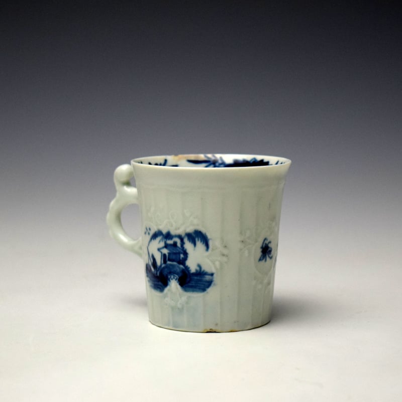 Worcester Fisherman and Willow Pavilion Pattern Coffee Can c1755 (6)