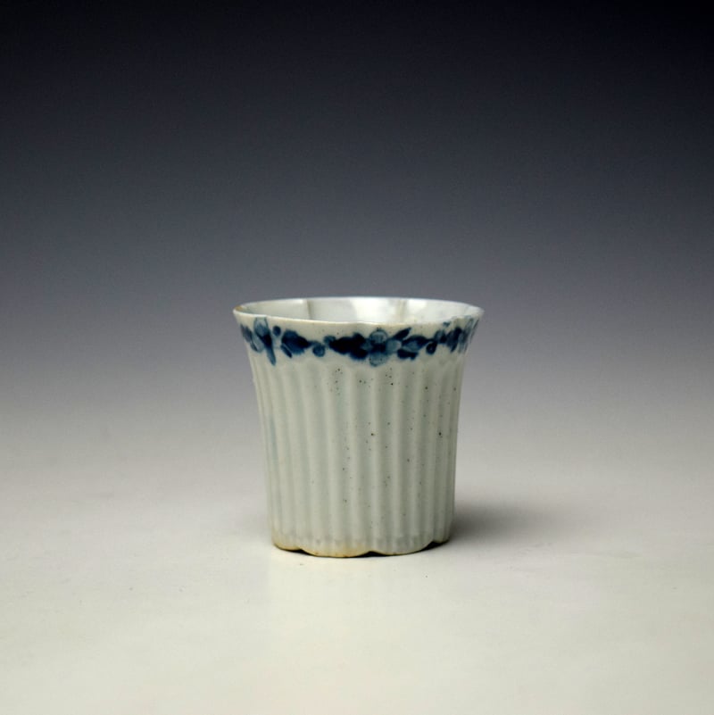 Worcester Floral Band Reeded Coffee Cup c1754-56 (2)