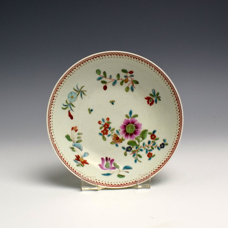 Worcester Floral Pattern Coffee Cup and Saucer c1770 (2)