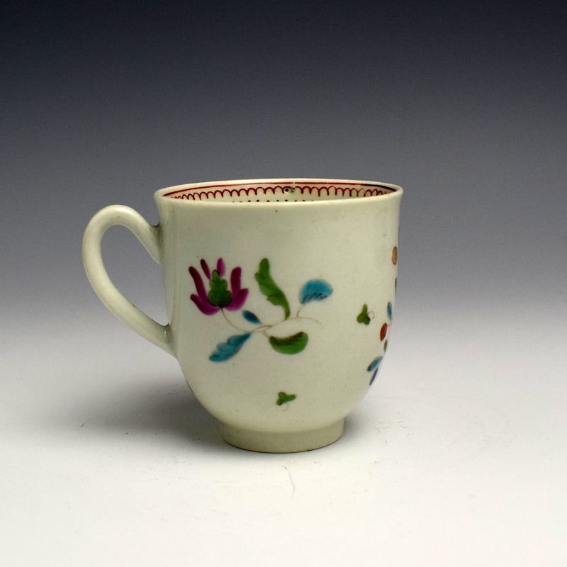 Worcester Floral Pattern Coffee Cup and Saucer c1770 (5)