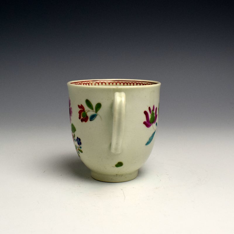 Worcester Floral Pattern Coffee Cup and Saucer c1770 (6)
