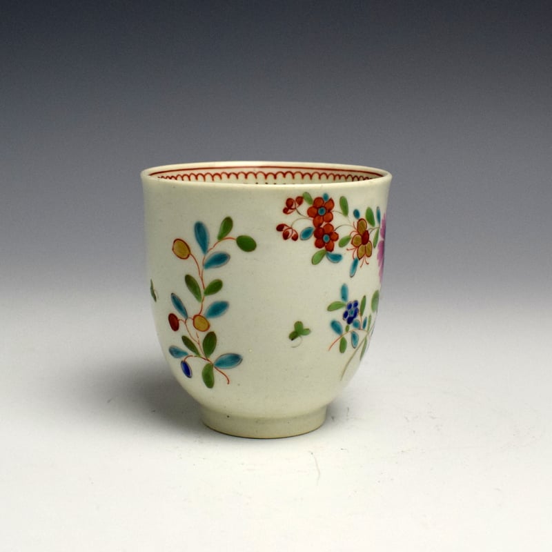 Worcester Floral Pattern Coffee Cup and Saucer c1770 (7)