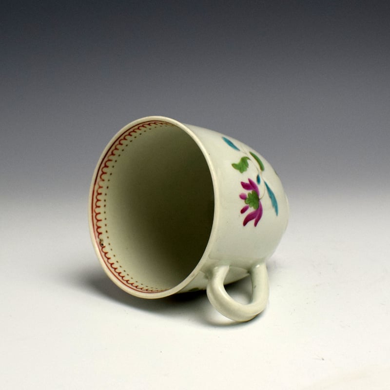 Worcester Floral Pattern Coffee Cup and Saucer c1770 (8)