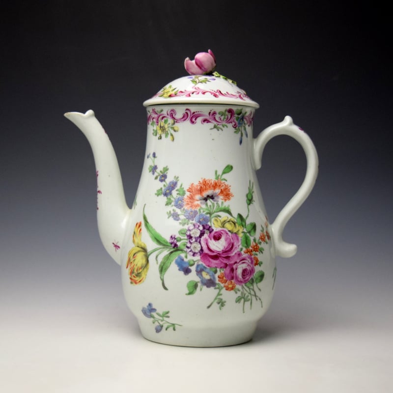 Floral Pattern Coffee Pot and Cover c1758-65