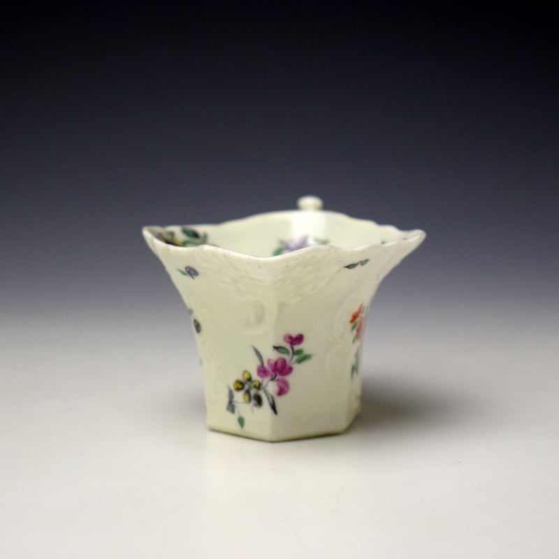 Worcester Floral Pattern Hexagonal Creamboat c1758-62 (3)