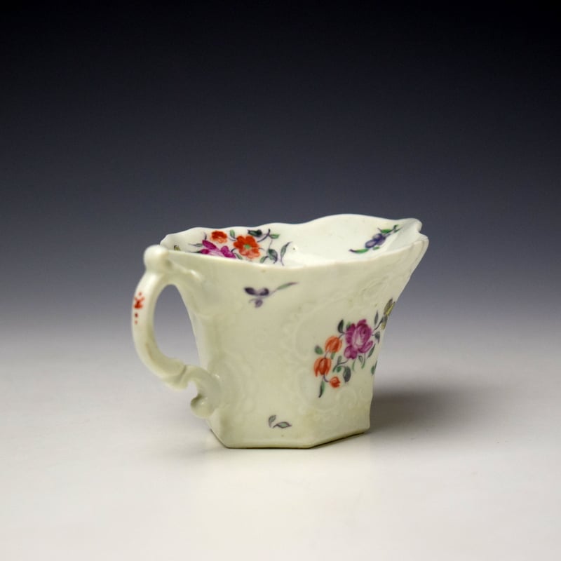 Worcester Floral Pattern Hexagonal Creamboat c1758-62 (5)