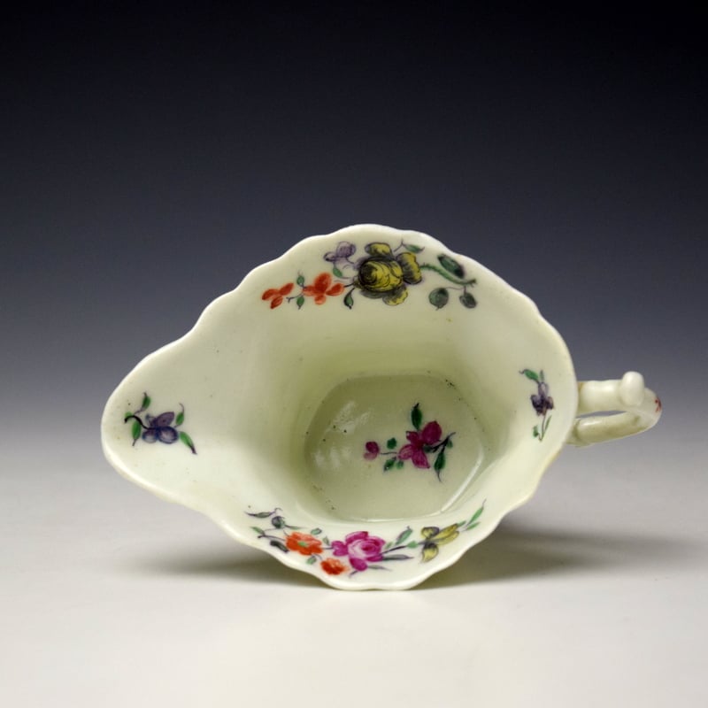 Worcester Floral Pattern Hexagonal Creamboat c1758-62 (6)