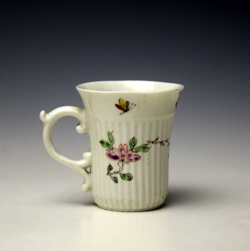 Worcester Floral Pattern Tall Ribbed Coffee Cup c1753-54 (3)