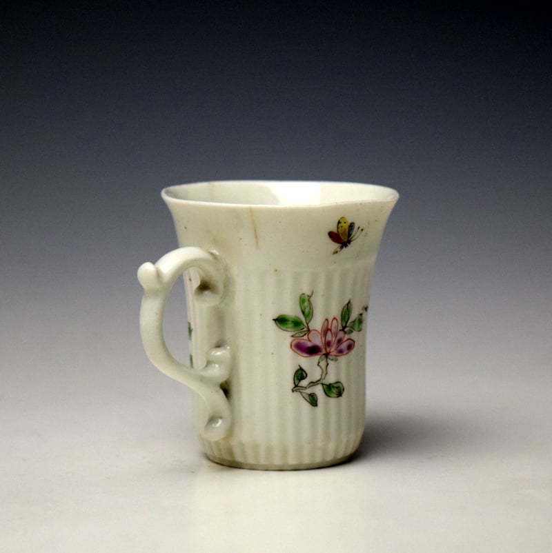 Worcester Floral Pattern Tall Ribbed Coffee Cup c1753-54 (4)