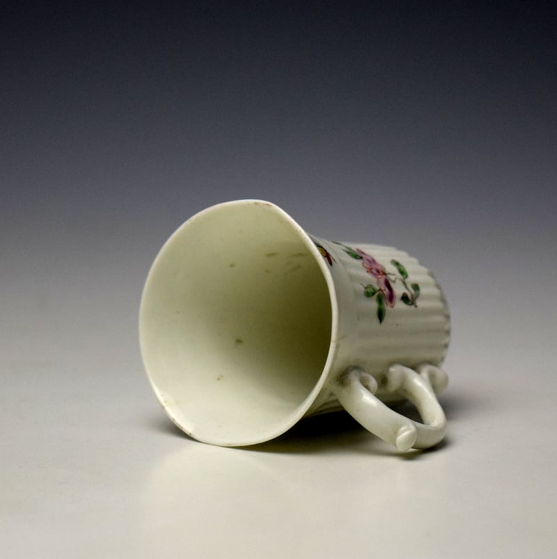 Worcester Floral Pattern Tall Ribbed Coffee Cup c1753-54 (6)