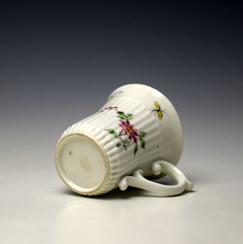 Worcester Floral Pattern Tall Ribbed Coffee Cup c1753-54 (7)