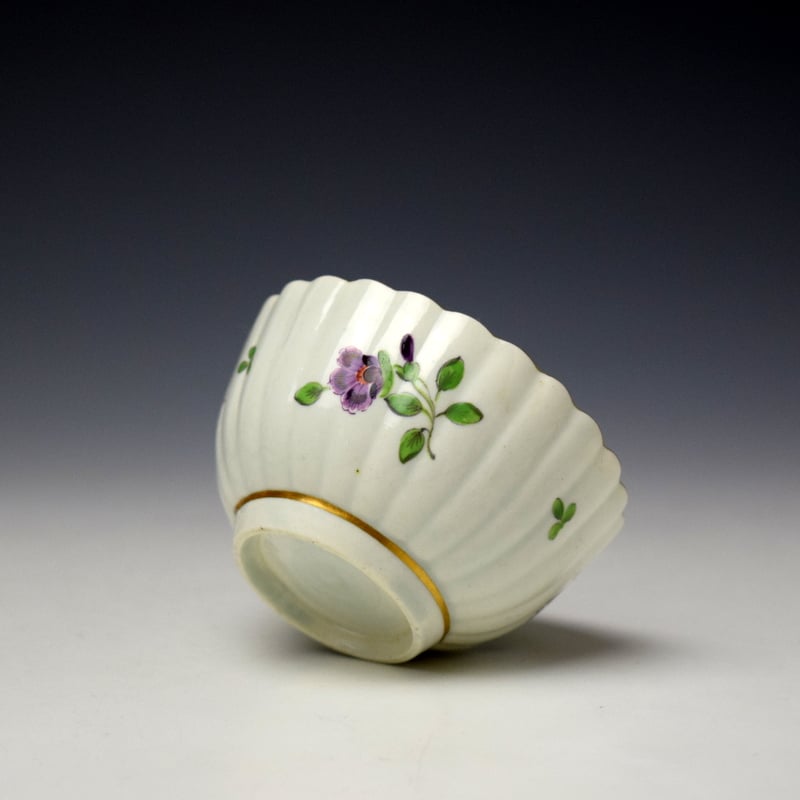Worcester Floral Sprays Pattern Fluted Teabowl and Saucer c1770-75 (6)