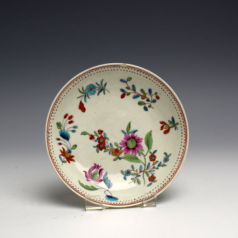 Worcester Floral Sprays Pattern Tea Bowl and Saucer c1770 (2)