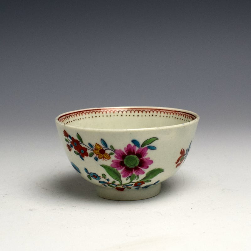 Worcester Floral Sprays Pattern Tea Bowl and Saucer c1770 (4)