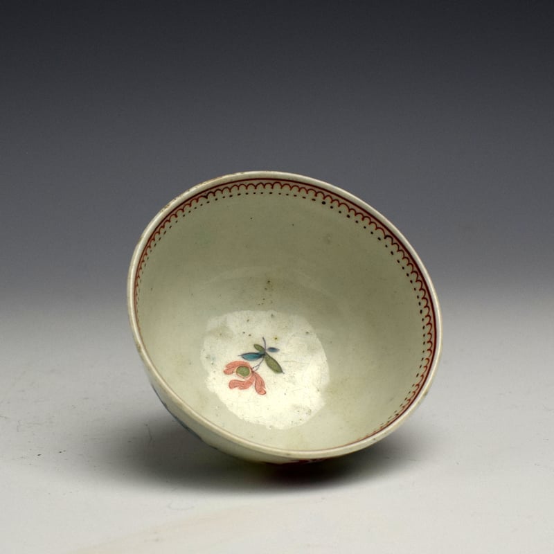Worcester Floral Sprays Pattern Tea Bowl and Saucer c1770 (6)