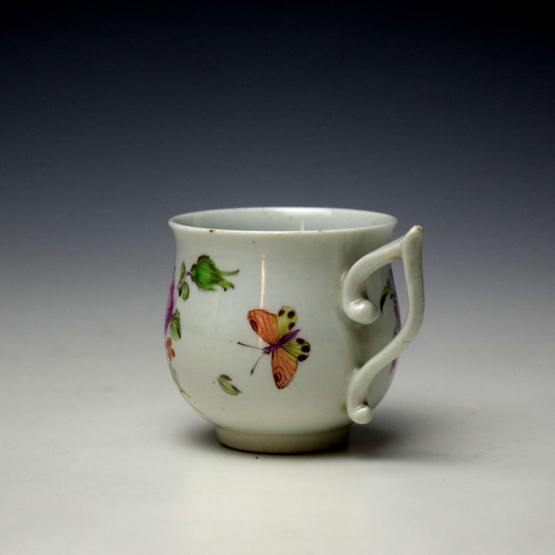 Worcester Floral Sprays and Butterflies Pattern Bell Shaped Coffee Cup c1758-62 (5)