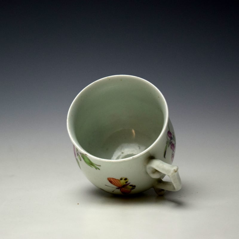 Worcester Floral Sprays and Butterflies Pattern Bell Shaped Coffee Cup c1758-62 (6)