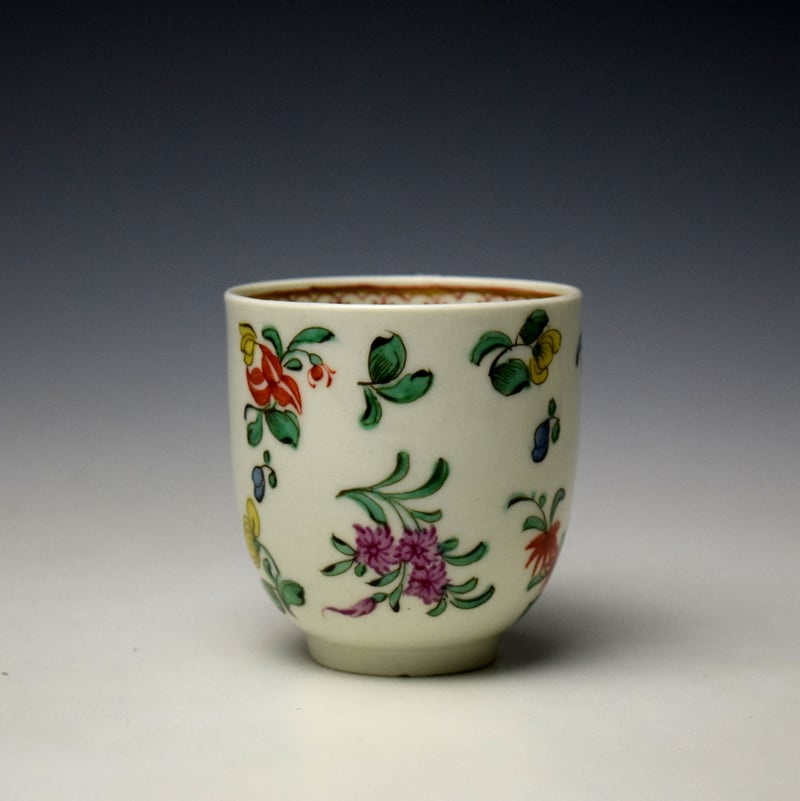 Worcester Floral Sprigs Pattern Coffee Cup c1775-80 (2)