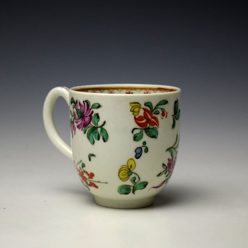 Worcester Floral Sprigs Pattern Coffee Cup c1775-80 (3)