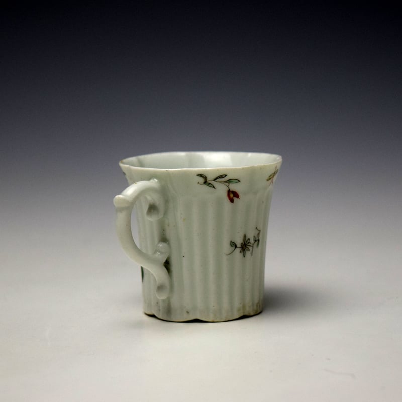 Worcester Floral Sprigs Pattern Ribbed Coffee Cup c1753-55 (4)