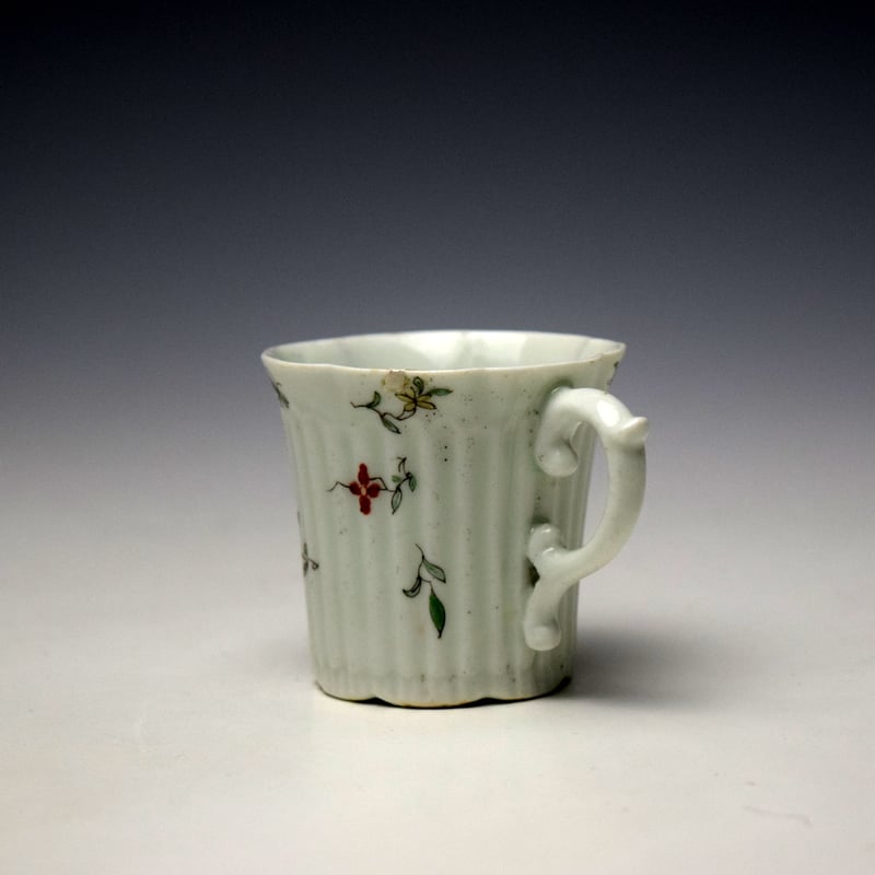 Worcester Floral Sprigs Pattern Ribbed Coffee Cup c1753-55 (5)