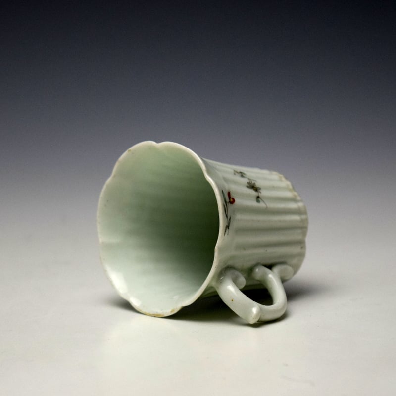 Worcester Floral Sprigs Pattern Ribbed Coffee Cup c1753-55 (7)