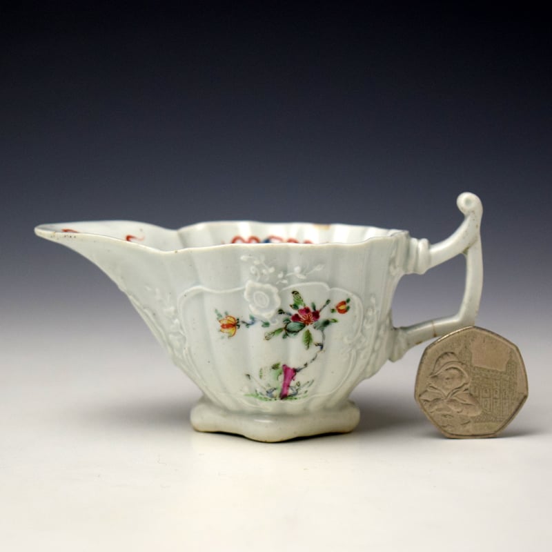 Worcester Flowering Root Pattern Polychrome Creamboat c1752-53 (1)