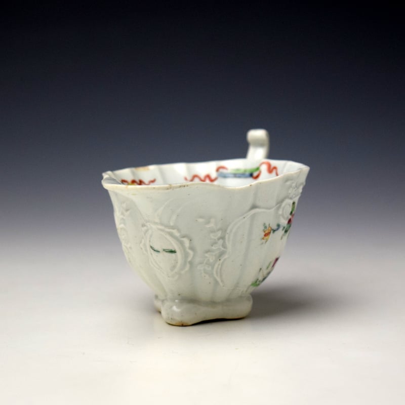Worcester Flowering Root Pattern Polychrome Creamboat c1752-53 (3)