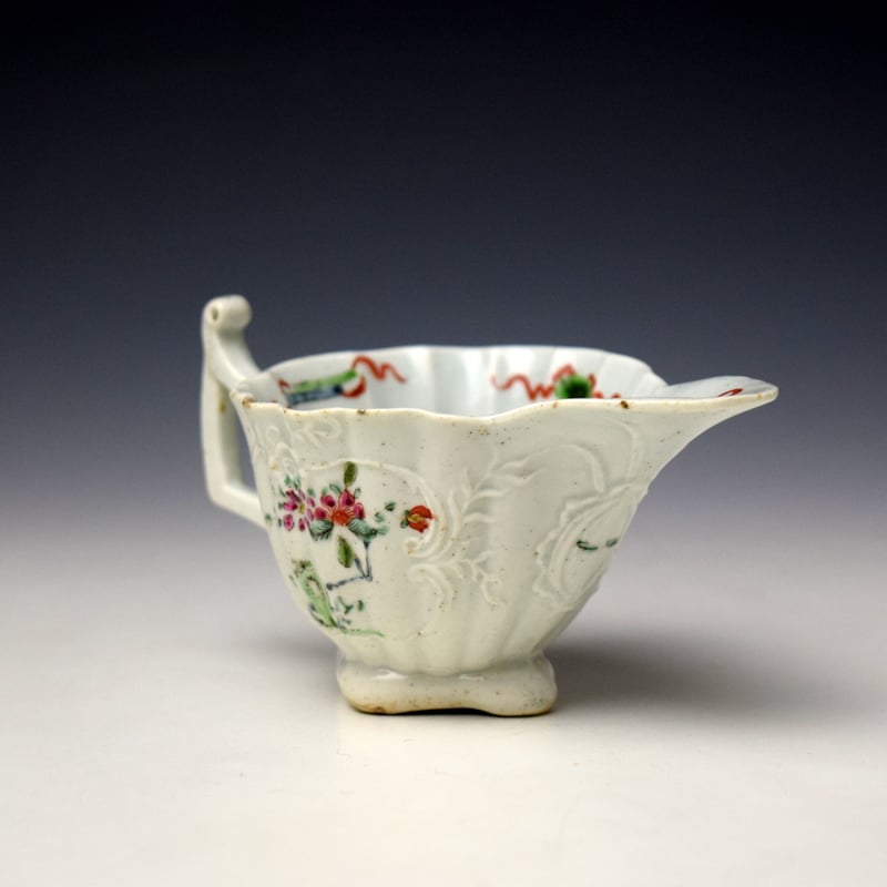 Worcester Flowering Root Pattern Polychrome Creamboat c1752-53 (4)