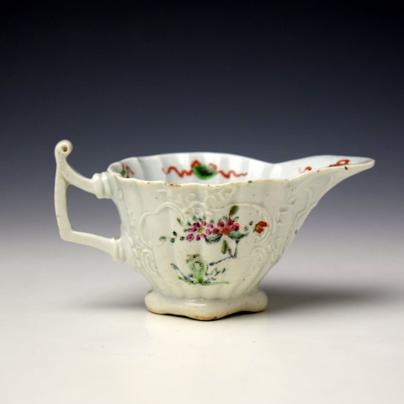 Worcester Flowering Root Pattern Polychrome Creamboat c1752-53 (5)
