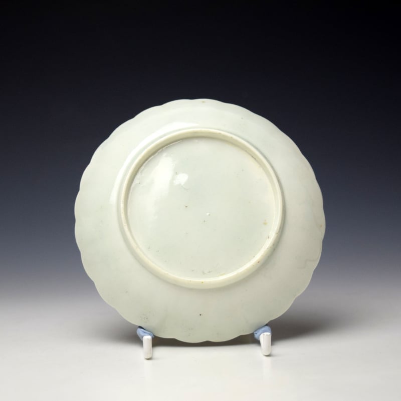 Worcester Fluted Crazy Bird and Garland Pattern Teabowl and Saucer C1765-70 (8)
