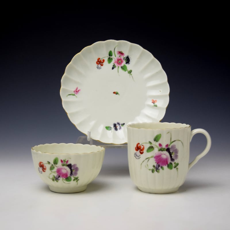 Fluted Floral Pattern Trio c1780