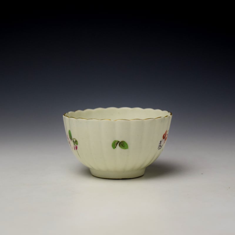 Worcester Fluted Floral Pattern Trio c1780 (10)