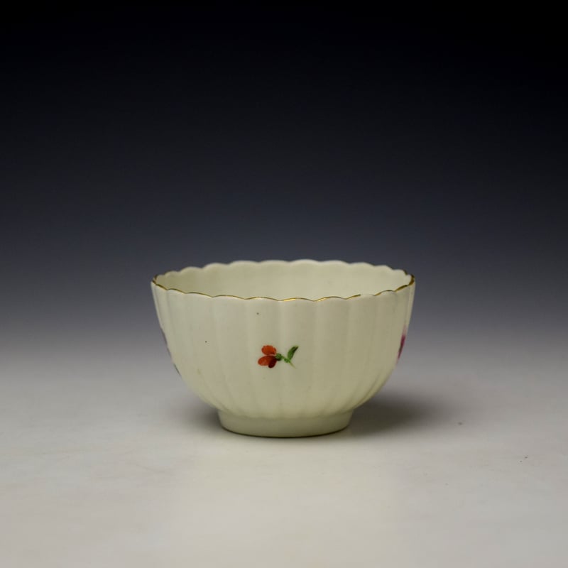 Worcester Fluted Floral Pattern Trio c1780 (12)
