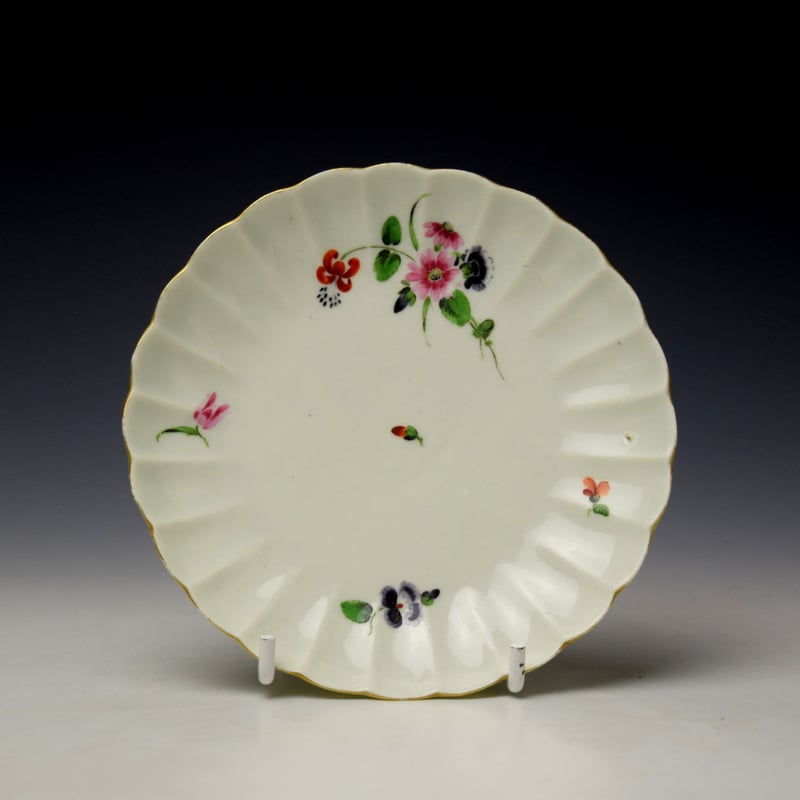 Worcester Fluted Floral Pattern Trio c1780 (15)