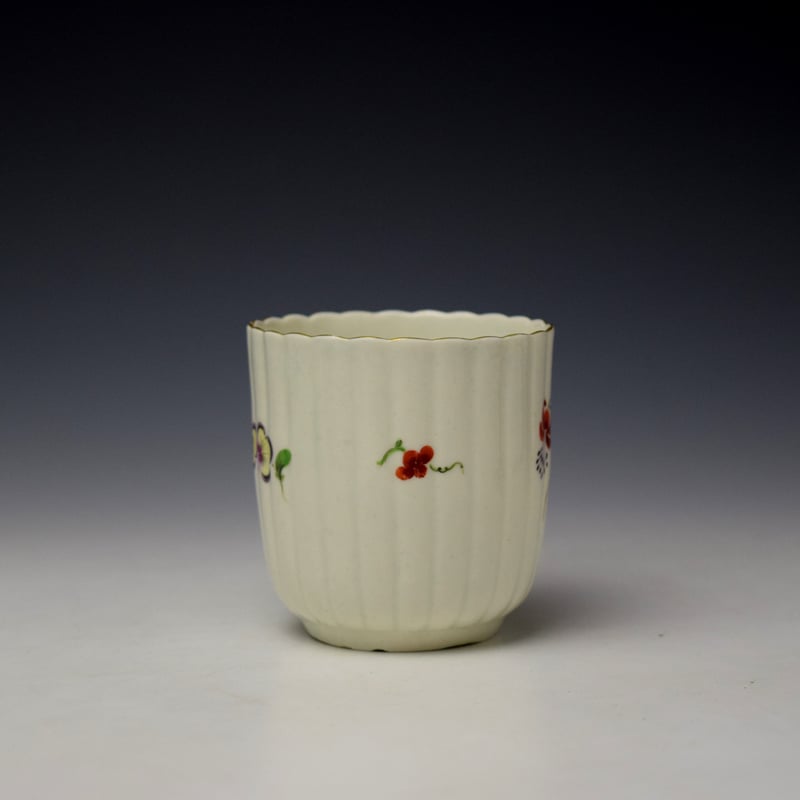 Worcester Fluted Floral Pattern Trio c1780 (3)