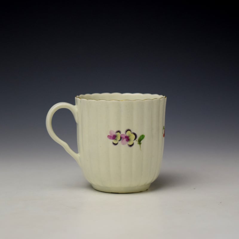 Worcester Fluted Floral Pattern Trio c1780 (4)