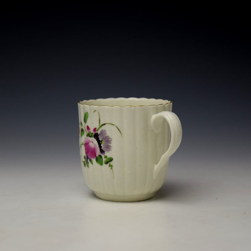 Worcester Fluted Floral Pattern Trio c1780 (6)