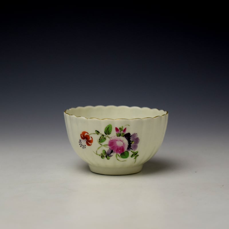 Worcester Fluted Floral Pattern Trio c1780 (9)