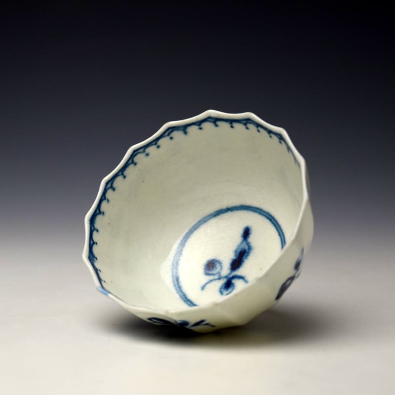 Worcester Fruit Sprays Pattern Fluted Teabowl and Saucer c1775-80 (6)