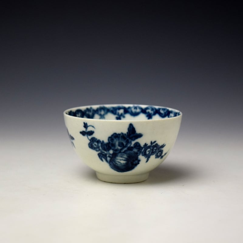 Worcester Fruit and Wreath Pattern Teabowl and Saucer c1770-75 (2)