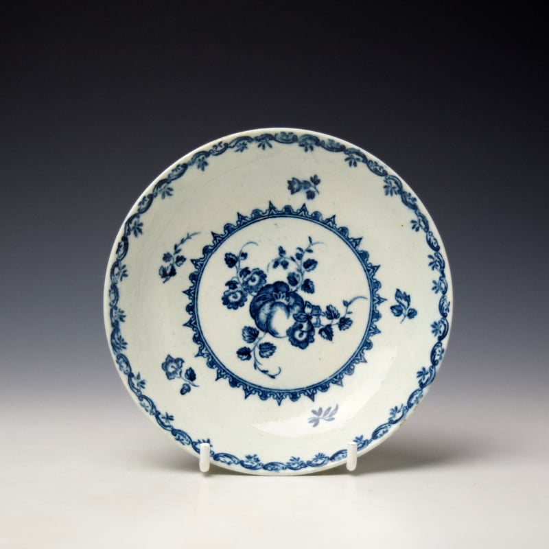 Worcester Fruit and Wreath Pattern Teabowl and Saucer c1770-75 (8)