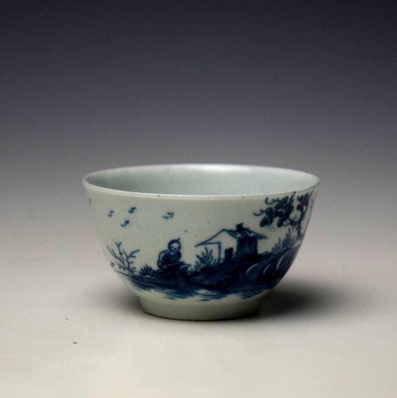 Worcester Gazebo Pattern Teabowl and Saucer c1755-60 (3)