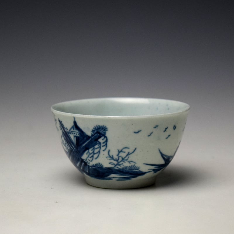 Worcester Gazebo Pattern Teabowl and Saucer c1755-60 (5)