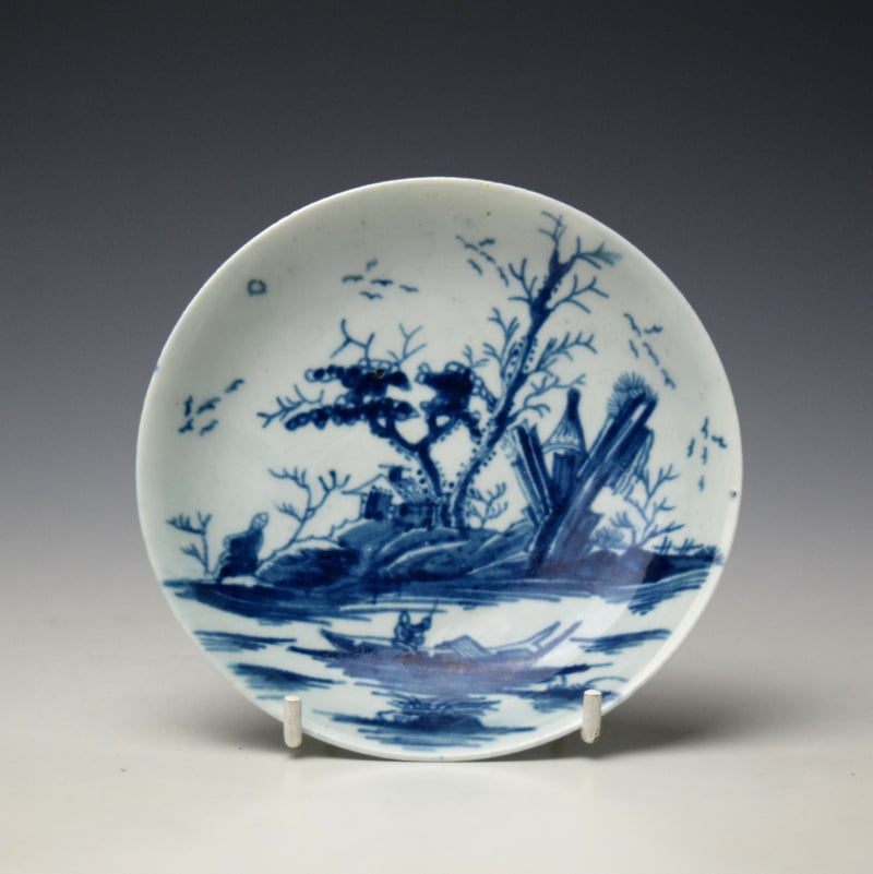 Worcester Gazebo Pattern Teabowl and Saucer c1755-60 (8)