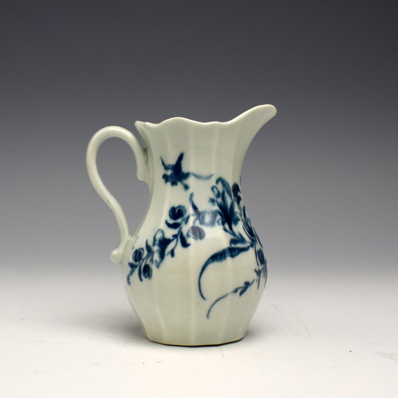 Worcester Hollow Rock Lilly Fluted Cream Jug c1760 (3)