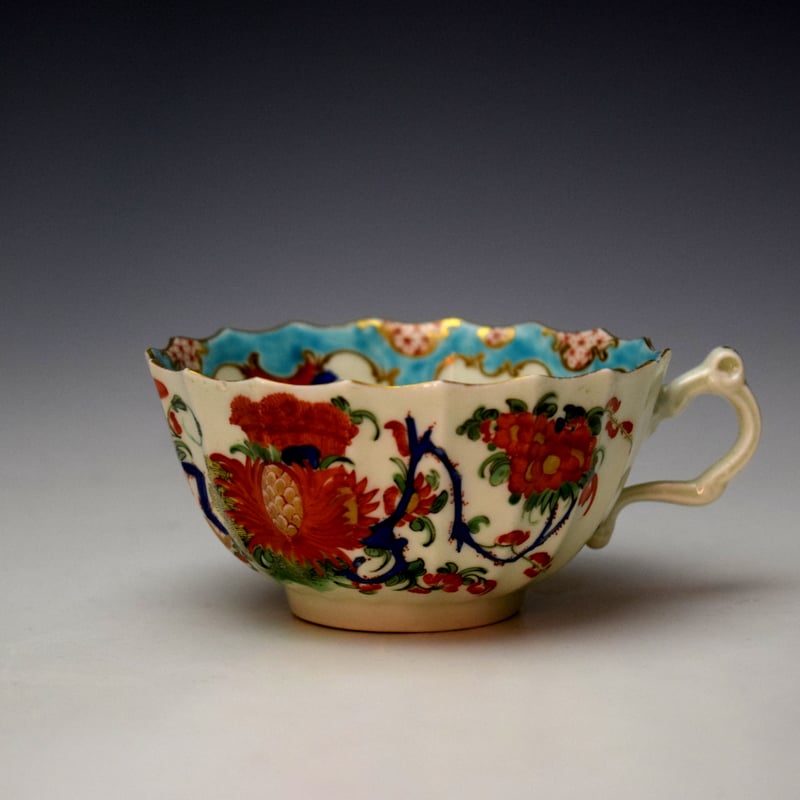 Worcester Jabberwocky Pattern Teacup and saucer c1765-70 (2)