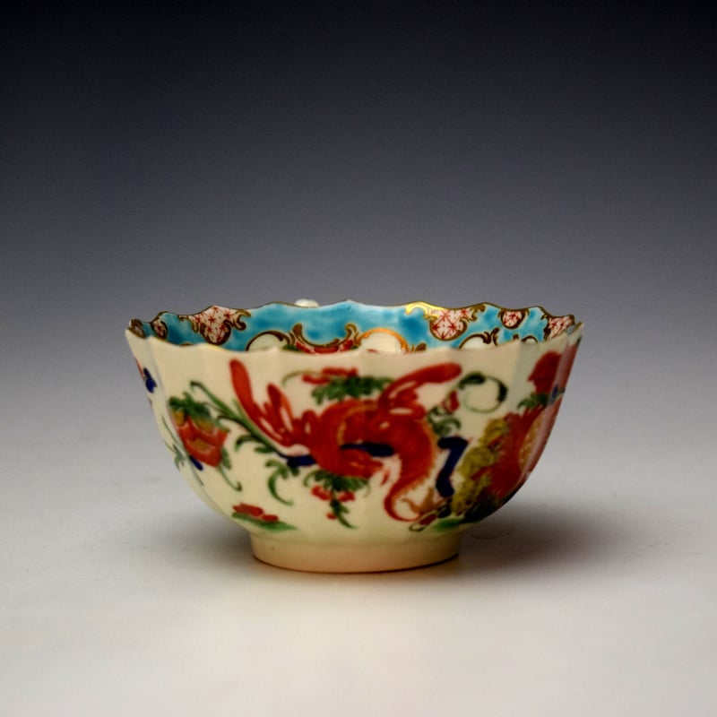 Worcester Jabberwocky Pattern Teacup and saucer c1765-70 (3)